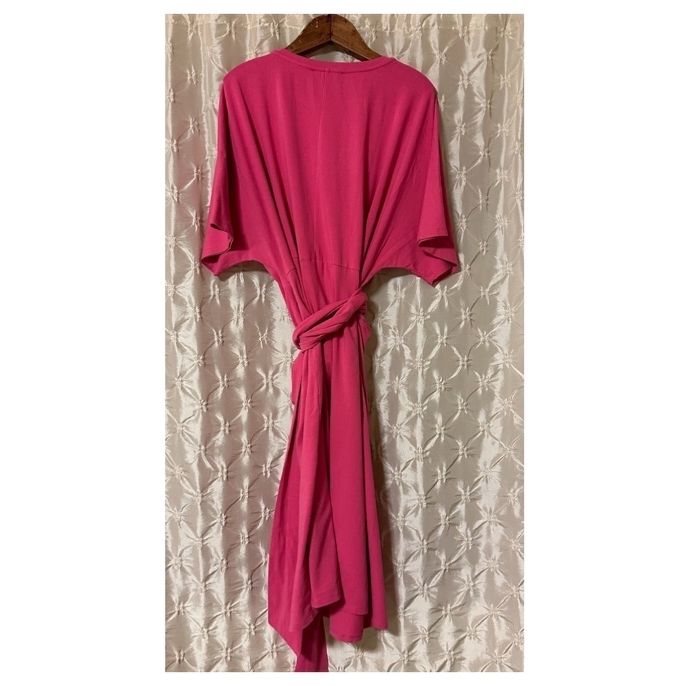 Eloquii Pink Cross Front Wrap Flutter Sleeve Dress - image 3